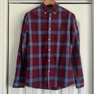 Charles Tyrwhitt red blue plaid button down small slim fit